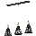 Candeeiro suspenso HIRA 3xE27/60W/230V preto