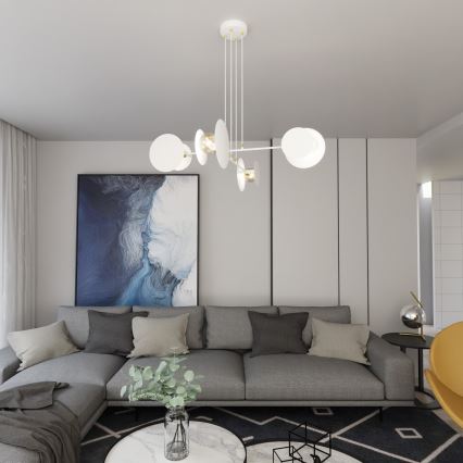 Candeeiro suspenso IDEA 4xE27/15W/230V branco