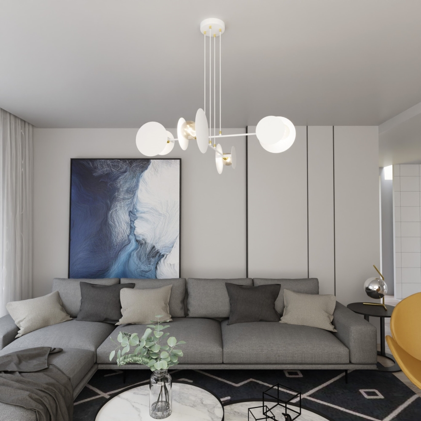 Candeeiro suspenso IDEA 4xE27/15W/230V branco