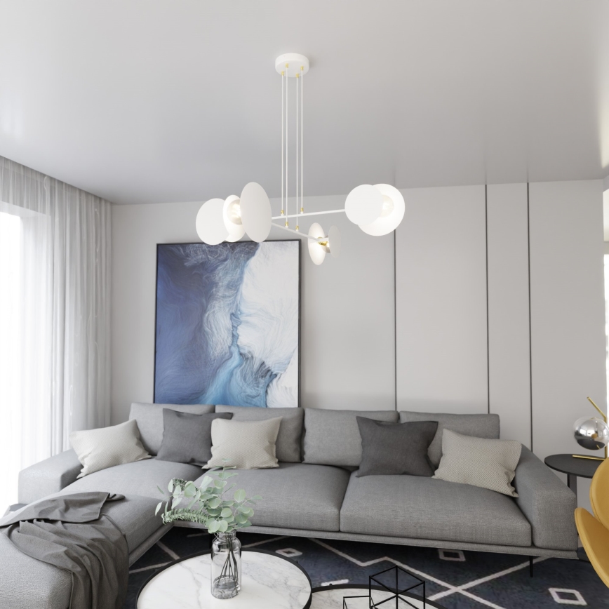 Candeeiro suspenso IDEA 4xE27/15W/230V branco