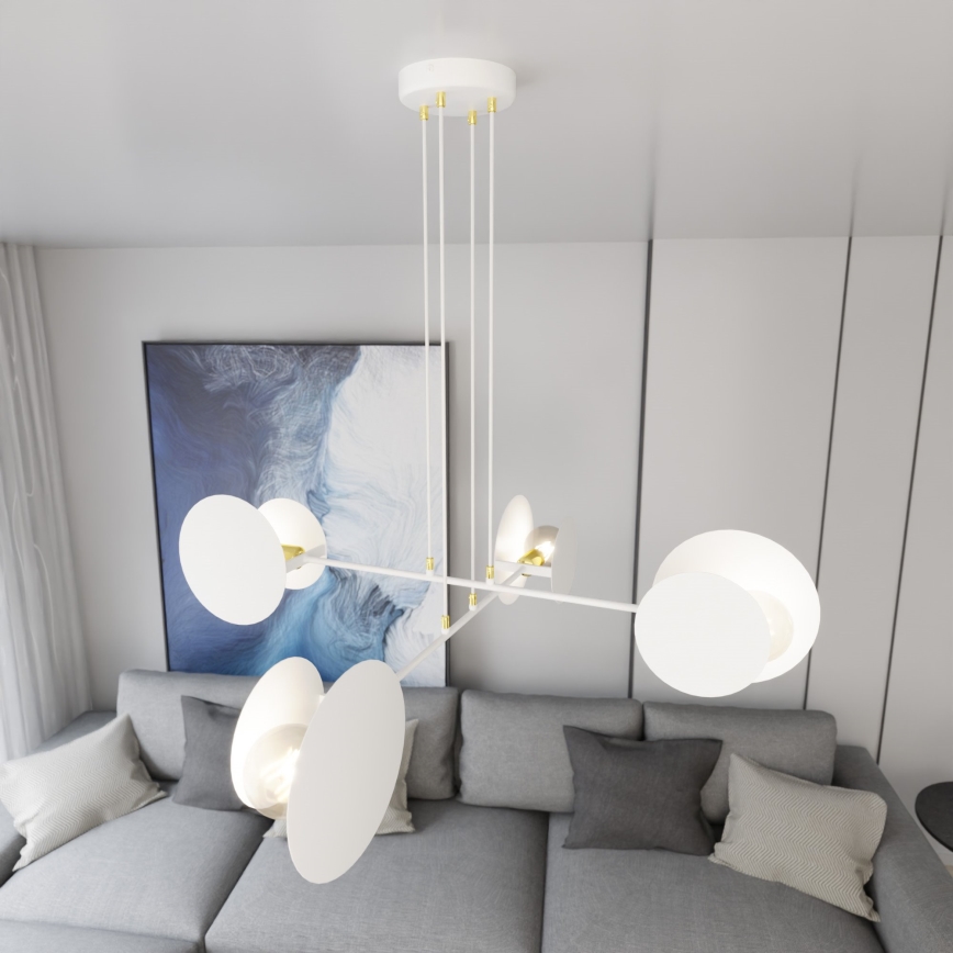 Candeeiro suspenso IDEA 4xE27/15W/230V branco