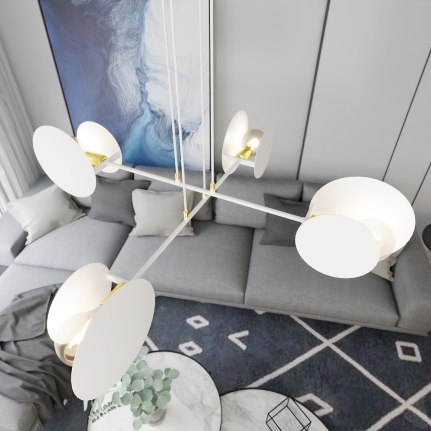 Candeeiro suspenso IDEA 4xE27/15W/230V branco