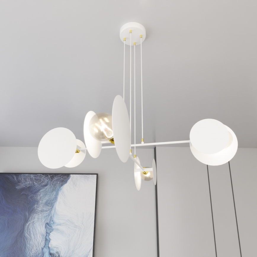 Candeeiro suspenso IDEA 4xE27/15W/230V branco