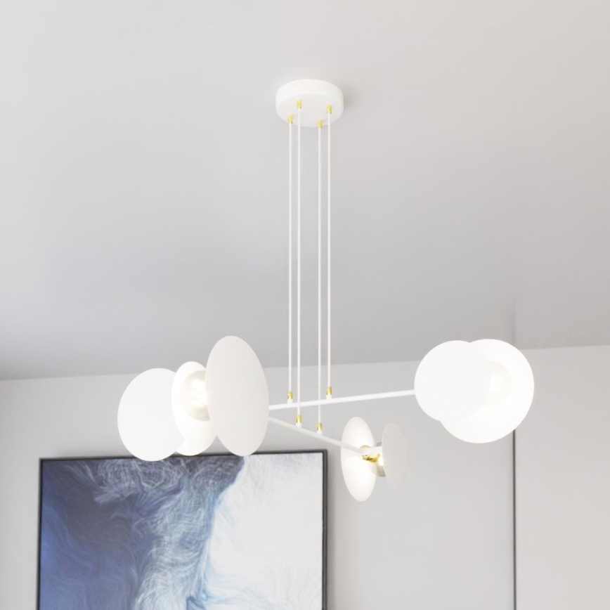 Candeeiro suspenso IDEA 4xE27/15W/230V branco