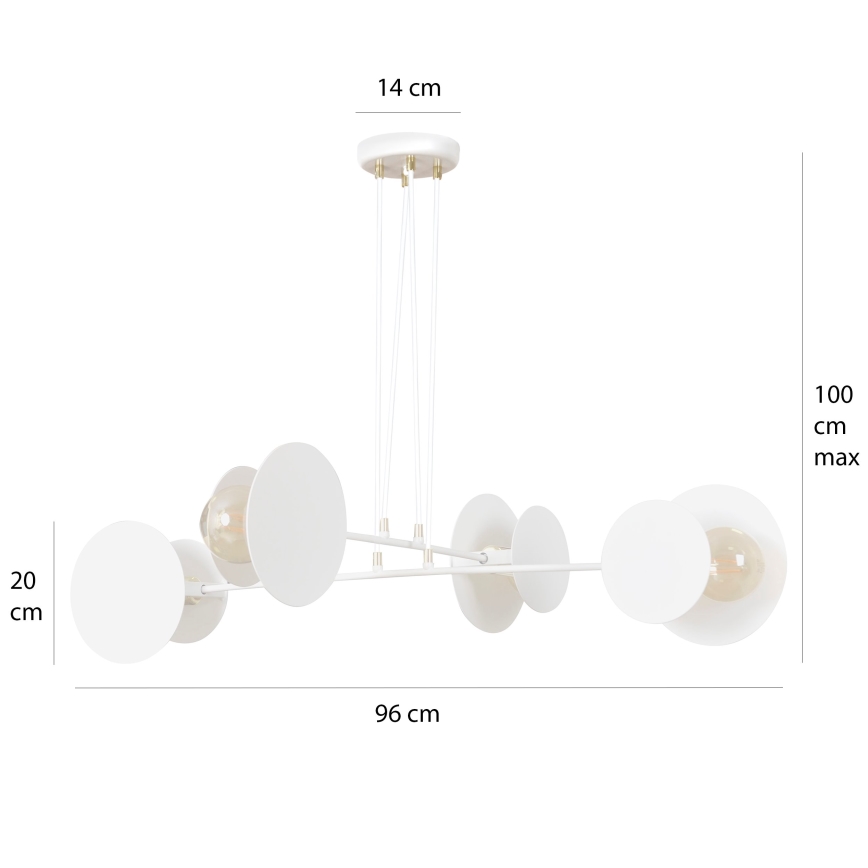 Candeeiro suspenso IDEA 4xE27/15W/230V branco