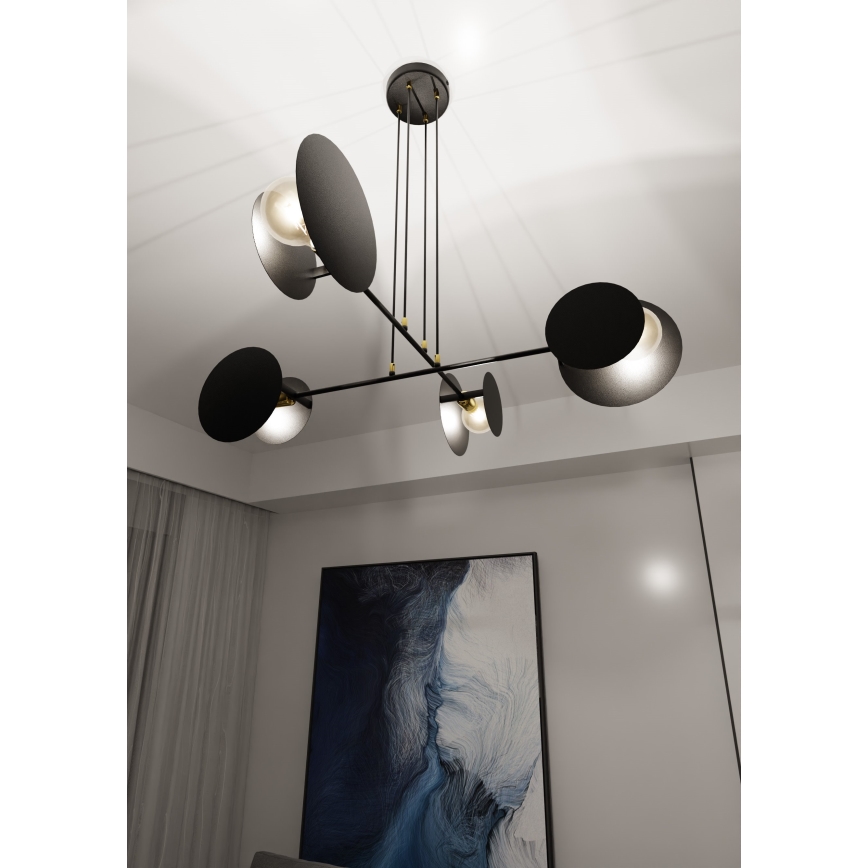 Candeeiro suspenso IDEA 4xE27/15W/230V preto