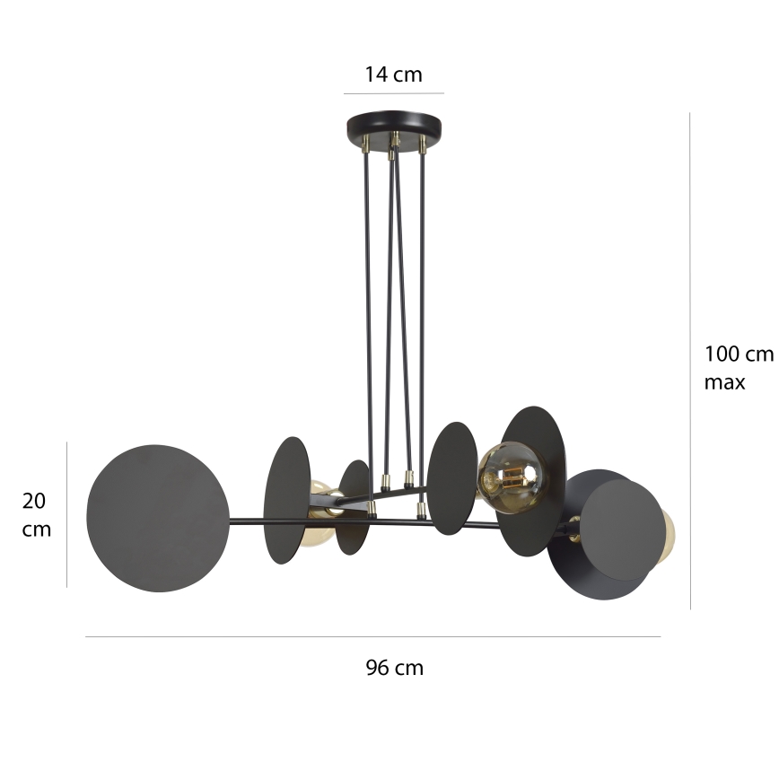 Candeeiro suspenso IDEA 4xE27/15W/230V preto