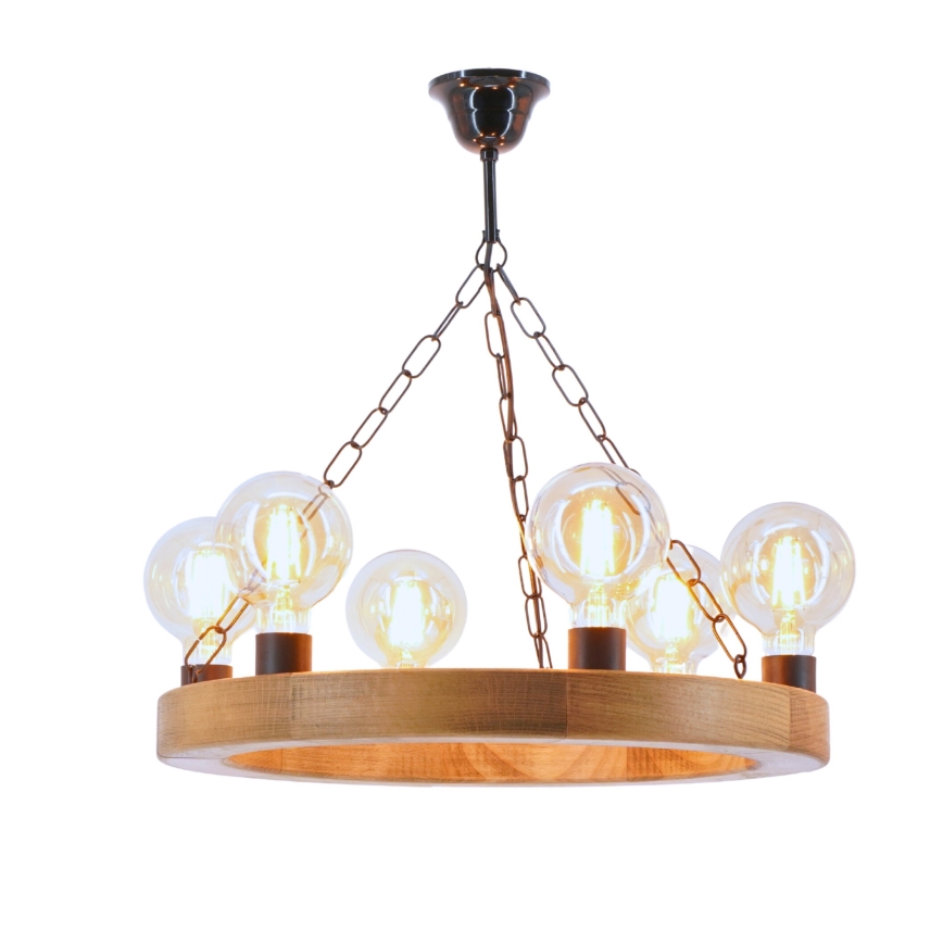 Candeeiro suspenso IOS 6xE27/60W/230V diâmetro 50 cm faia - FSC certificado