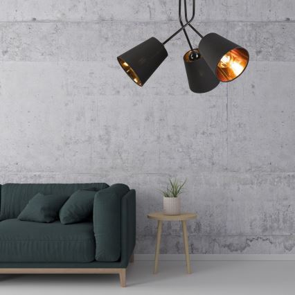 Candeeiro suspenso IRMA 3xE27/15W/230V preto