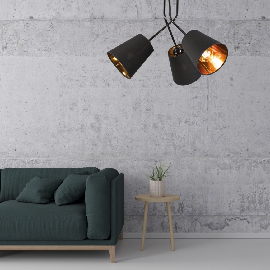 Candeeiro suspenso IRMA 3xE27/15W/230V preto
