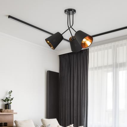 Candeeiro suspenso IRMA 3xE27/15W/230V preto