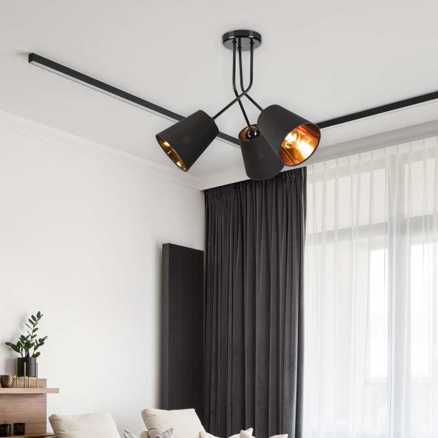 Candeeiro suspenso IRMA 3xE27/15W/230V preto