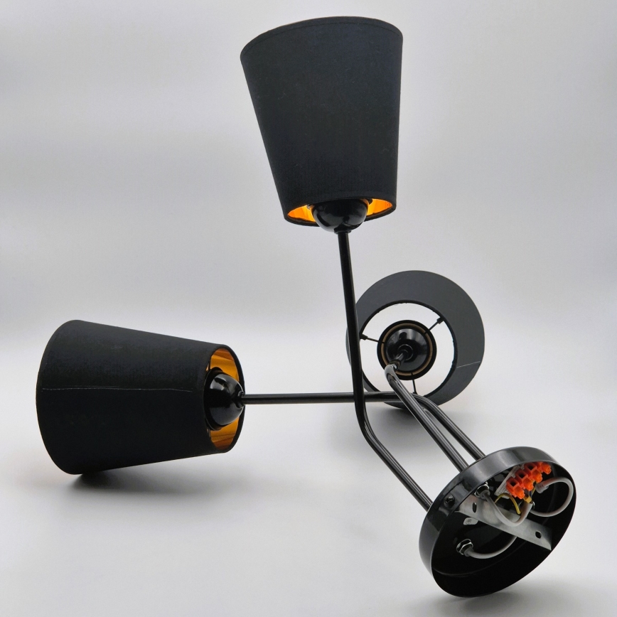 Candeeiro suspenso IRMA 3xE27/15W/230V preto