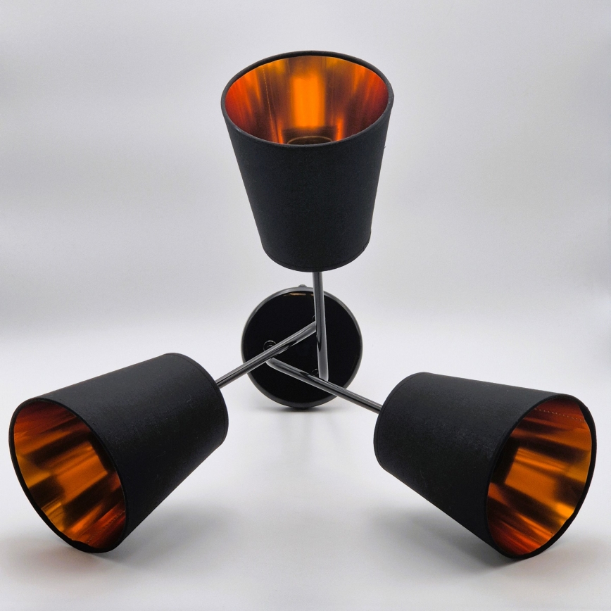 Candeeiro suspenso IRMA 3xE27/15W/230V preto