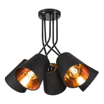 Candeeiro suspenso IRMA 5xE27/60W/230V preto