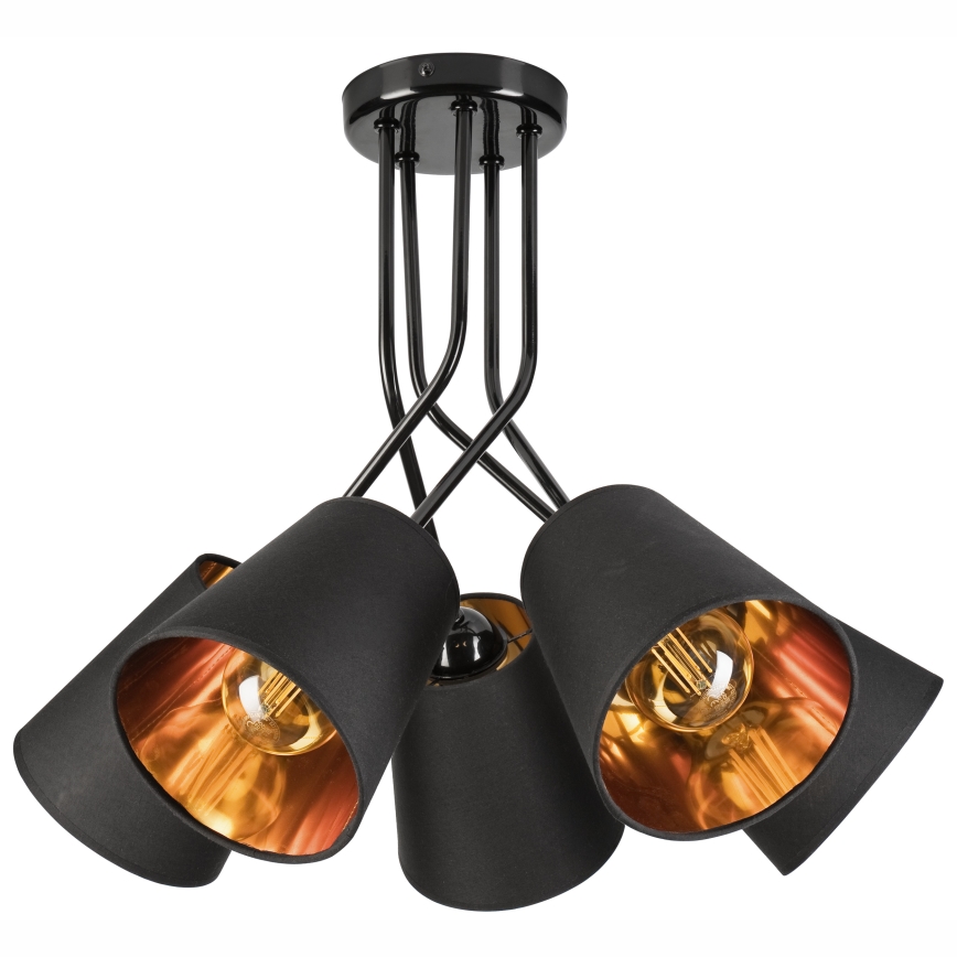 Candeeiro suspenso IRMA 5xE27/60W/230V preto