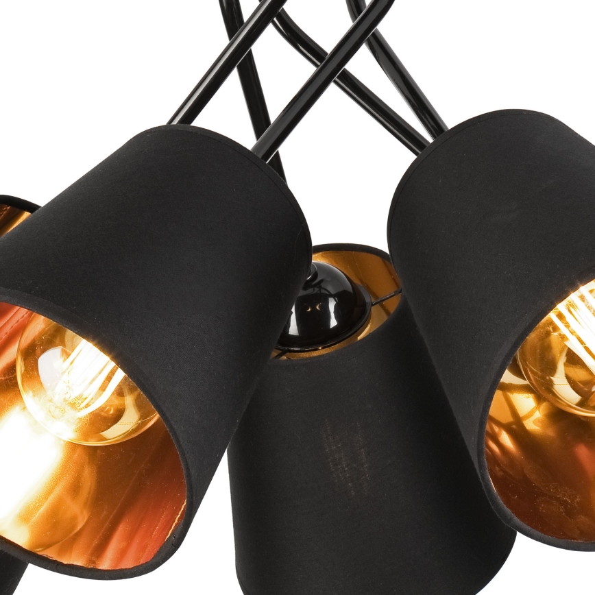 Candeeiro suspenso IRMA 5xE27/60W/230V preto