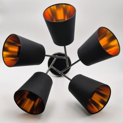 Candeeiro suspenso IRMA 5xE27/60W/230V preto