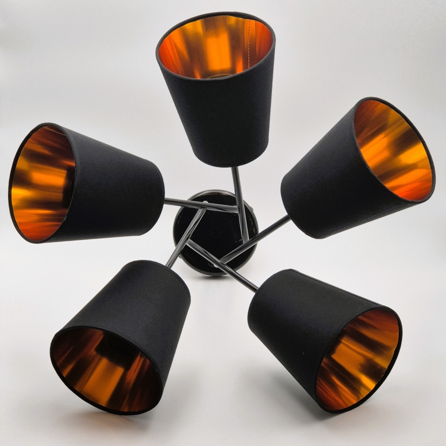 Candeeiro suspenso IRMA 5xE27/60W/230V preto