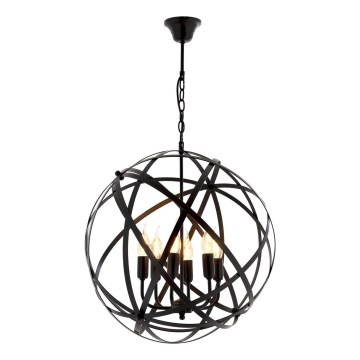 Candeeiro suspenso IRONBALL 6xE27/40W/230V preto