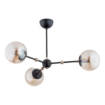 Candeeiro suspenso ITORIS 3xE14/10W/230V preto/dourado