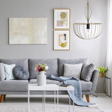 Candeeiro suspenso JASMINA 1xE27/20W/230V diâmetro 40 cm dourado