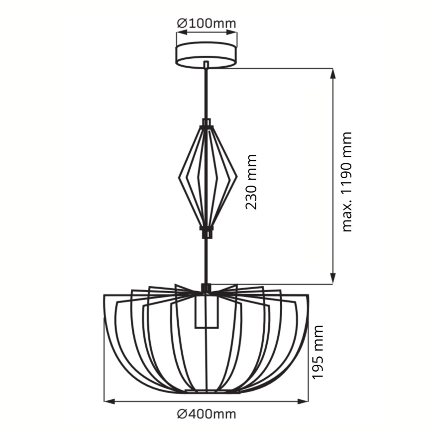 Candeeiro suspenso JASMINA 1xE27/20W/230V diâmetro 40 cm dourado