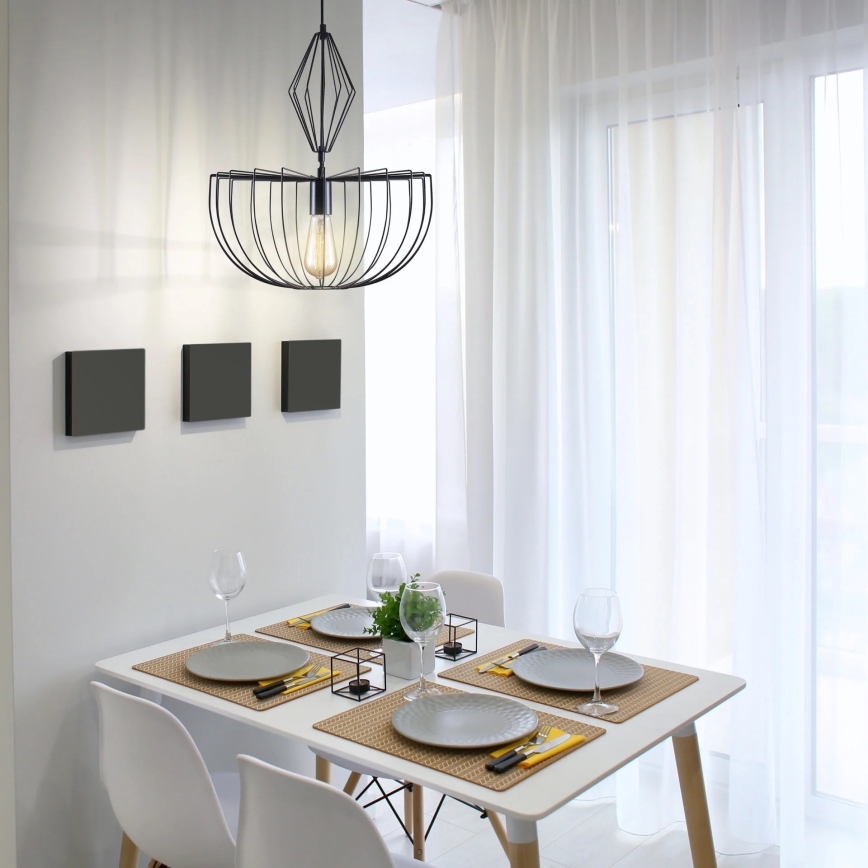 Candeeiro suspenso JASMINA 1xE27/20W/230V diâmetro 40 cm preto