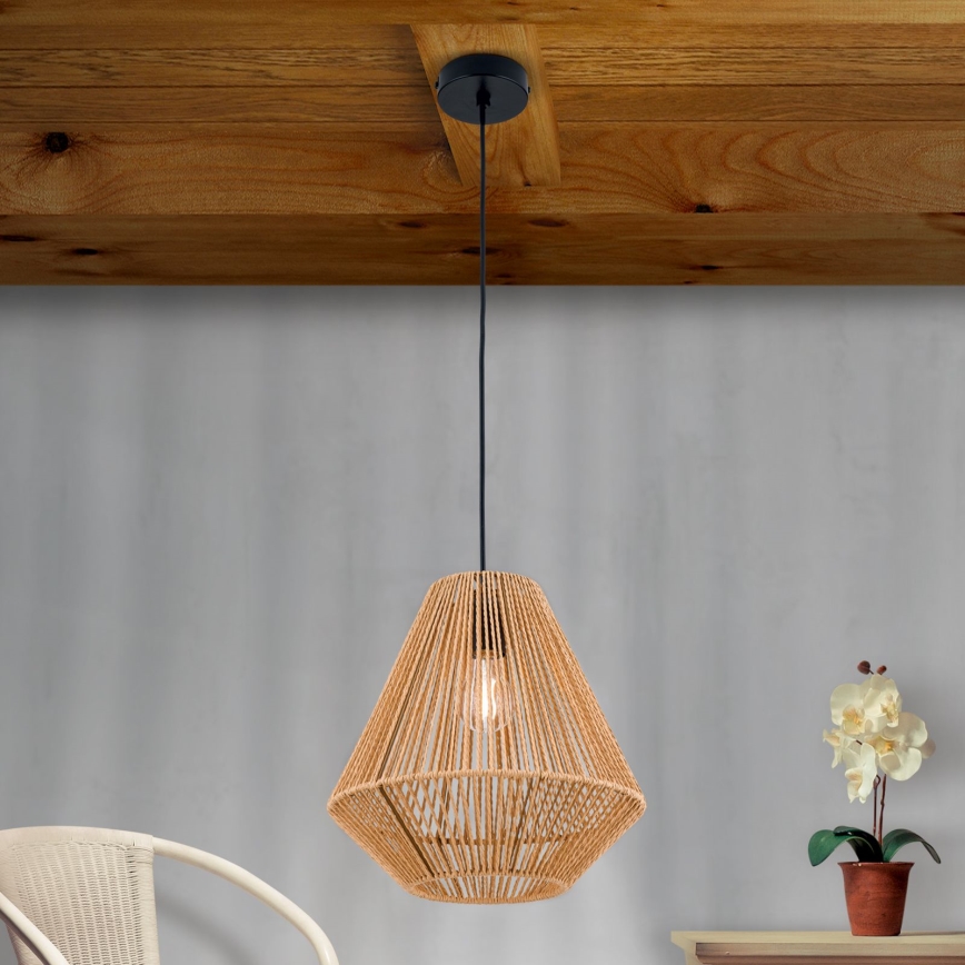 Candeeiro suspenso JUNGLE 1xE27/40W/230V diâmetro 31 cm cânhamo
