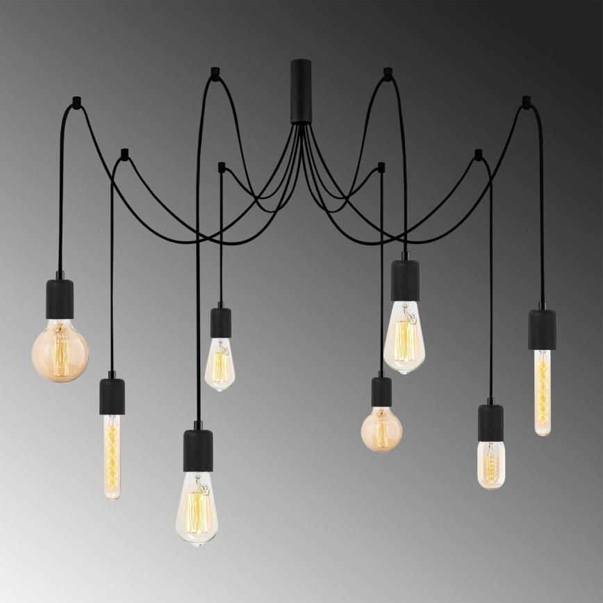 Candeeiro suspenso KABLUNI 8xE27/100W/230V aranha