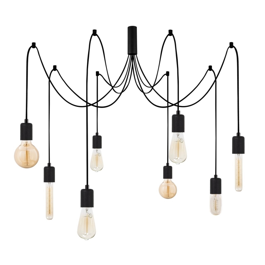 Candeeiro suspenso KABLUNI 8xE27/100W/230V aranha