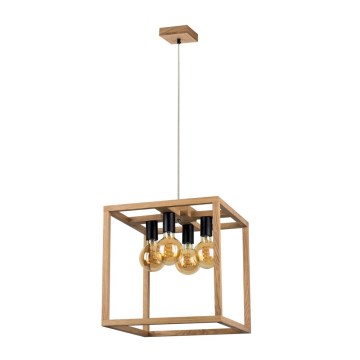 Candeeiro suspenso KAGO 4xE27/60W/230V carvalho