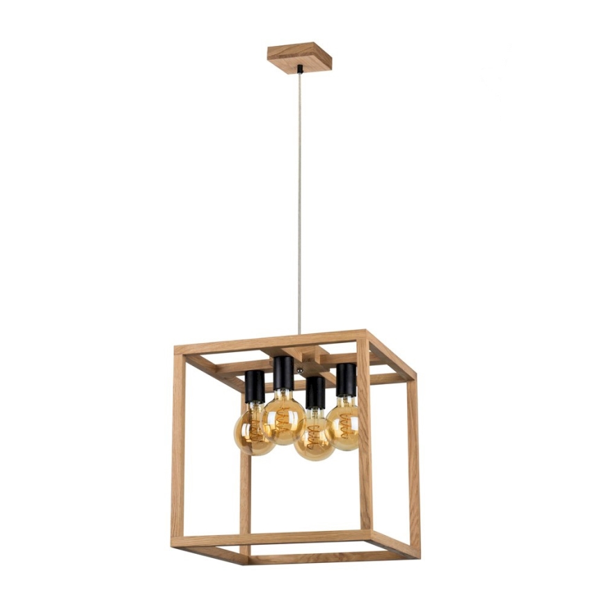 Candeeiro suspenso KAGO 4xE27/60W/230V carvalho