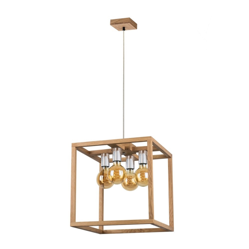 Candeeiro suspenso KAGO 4xE27/60W/230V carvalho