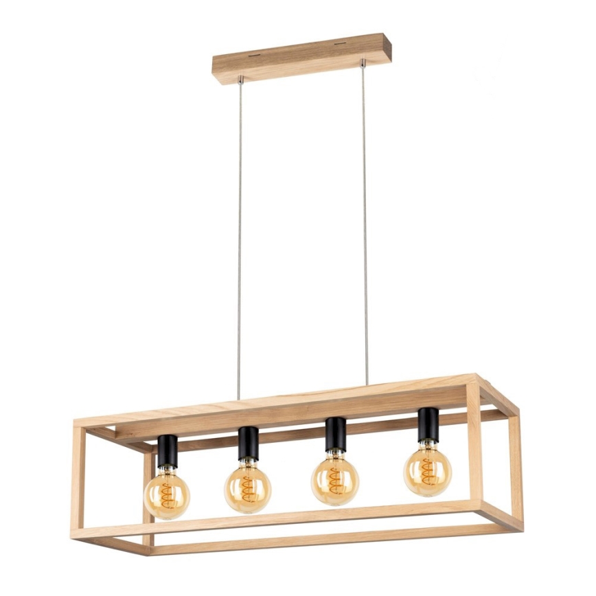 Candeeiro suspenso KAGO 4xE27/60W/230V carvalho mate