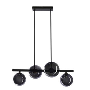 Candeeiro suspenso KAMA 4xG9/28W/230V preto/fumado preto