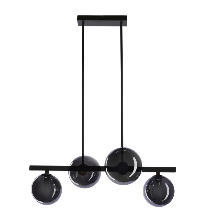 Candeeiro suspenso KAMA 4xG9/28W/230V preto/fumado preto