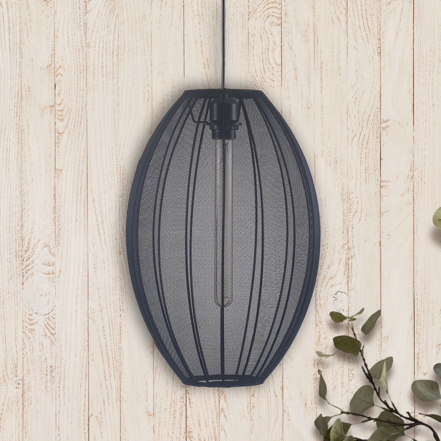 Candeeiro suspenso KAREI 1xE27/20W/230V diâmetro 30 cm preto