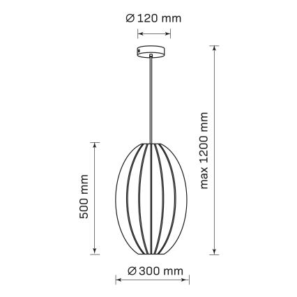 Candeeiro suspenso KAREI 1xE27/20W/230V diâmetro 30 cm preto