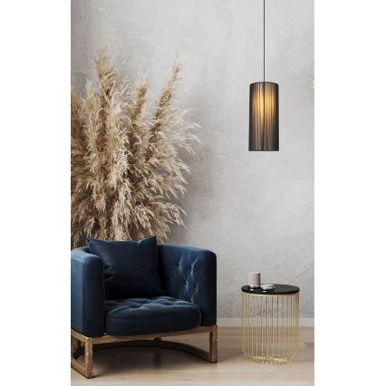 Candeeiro suspenso KIOTO 1xE27/40W/230V diâmetro 18 cm preto/faia