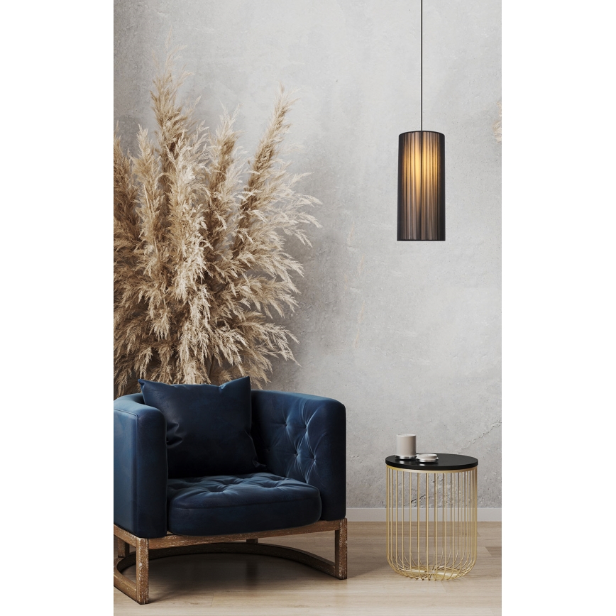 Candeeiro suspenso KIOTO 1xE27/40W/230V diâmetro 18 cm preto/faia