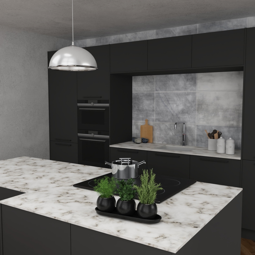 Candeeiro suspenso KITCHEN 1xE27/15W/230V branco/cromado brilhante