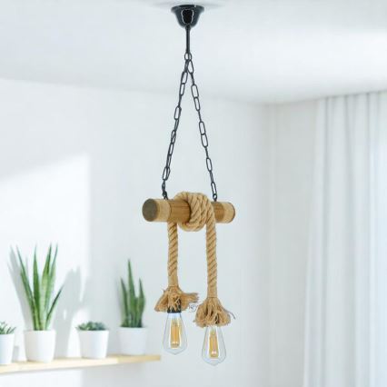 Candeeiro suspenso KOS 2xE27/60W/230V faia - FSC certificado