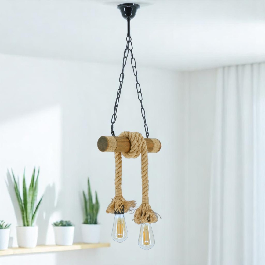 Candeeiro suspenso KOS 2xE27/60W/230V faia - FSC certificado