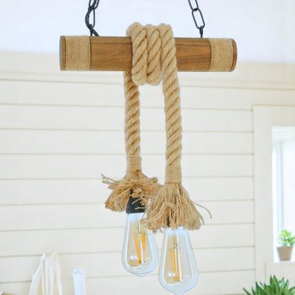Candeeiro suspenso KOS 2xE27/60W/230V faia - FSC certificado