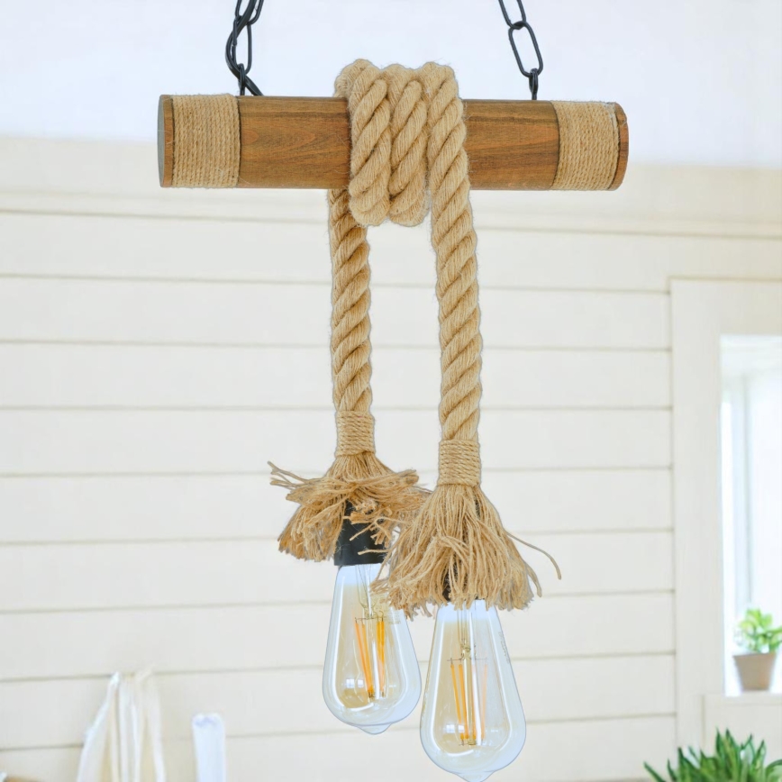 Candeeiro suspenso KOS 2xE27/60W/230V faia - FSC certificado