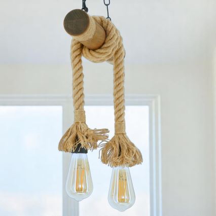 Candeeiro suspenso KOS 2xE27/60W/230V faia - FSC certificado