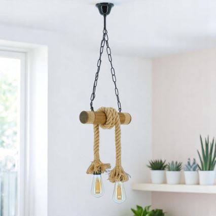 Candeeiro suspenso KOS 2xE27/60W/230V faia - FSC certificado