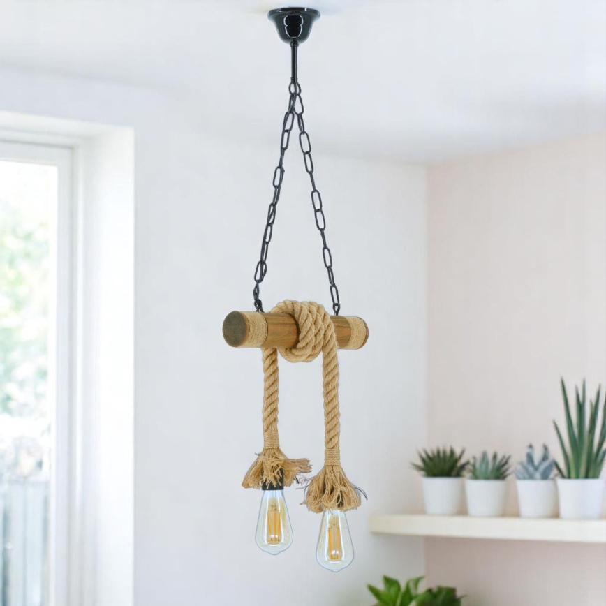 Candeeiro suspenso KOS 2xE27/60W/230V faia - FSC certificado