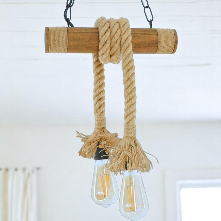 Candeeiro suspenso KOS 2xE27/60W/230V faia - FSC certificado